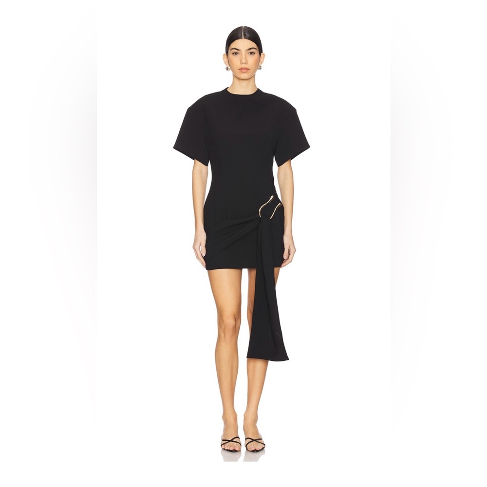 Elegant Black Dress with cGold Accent Lioness BNWT